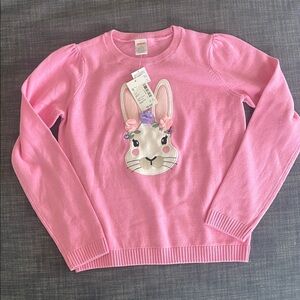 Gymboree Pink Bunny Applique Sweater with Floral Accents